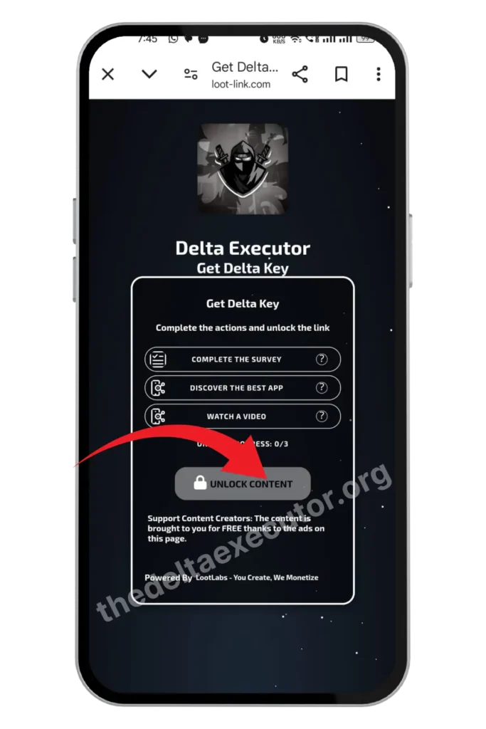 get delta keys for android step 3